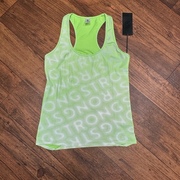 Zumba Fitness Tops - Strong Nation Reflective Neon Green Racerback Tank Top